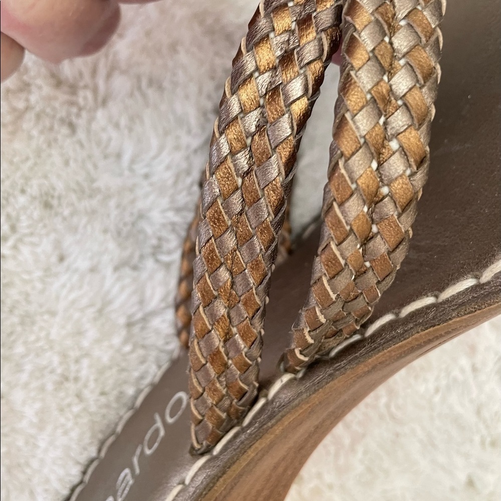 NEW Bernardo Sandals 12 Medium Leather Double Braid BRONZE PEWTER BUY NOW Price - Picture 4 of 15